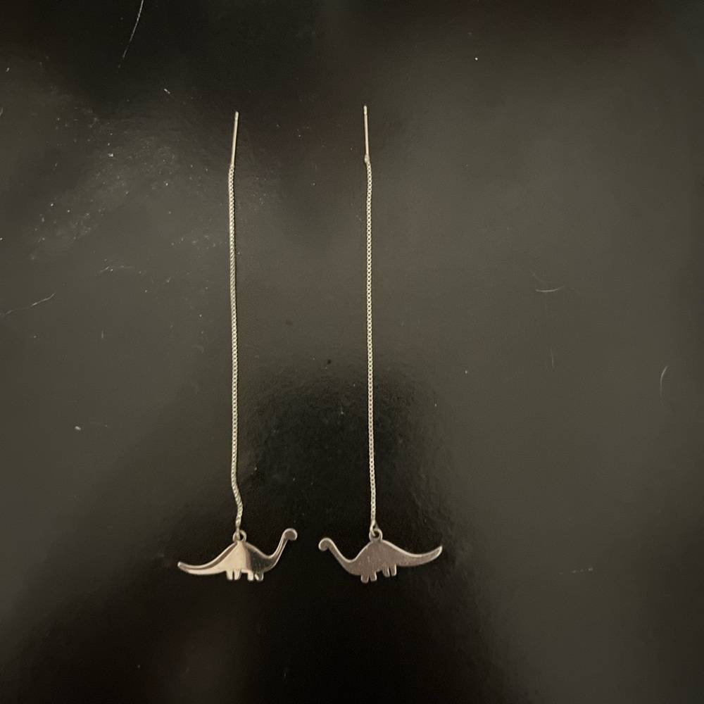 Sliver dino earrings